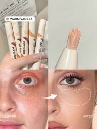 SHEGLAM Perfect Skin Concealer Mit Hoher Deckkraft – Warm Vanilla, 20 FarbtöNe, FlüSsiger Concealer-Pinsel, Feuchtigkeitsspendend, Schwerelos, Den Ganzen Tag üBer Hydratisierender Concealer, Make-Up, , Concealer Marke SchöNheit Make-Up Kosmetik FüR Damen MäDchen Perfekt FüR Winter Ideal FüR Y2K Schick Elegant Mode Geeignet FüR Geburtstag Geschenk Party Fertig Beste Farbe