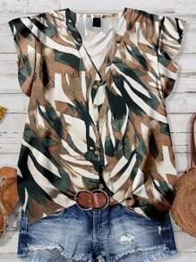 EMERY ROSE 大码女士休闲花卉印花衬衫，简约风格，适合夏季 - 彩色 - 查看 2