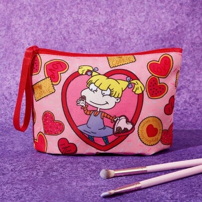 Nick 90s | SHEIN 1 件涤纶卡通人物印花轻便化妆包，适合存放化妆品、文具、日用品、数码产品，非常适合通勤、上学、旅行，适合男士、女士、学生