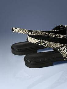 CUCCOO GRLICON New Pointed Toe Buckle Mule Flats Mary Jane Backless Sandals - Black - View 5