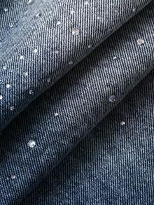 DAZY Young Girl Casual Korean Style Washed Rhinestone Loose Denim Jeans Fall, Winter - Medium Wash - View 3