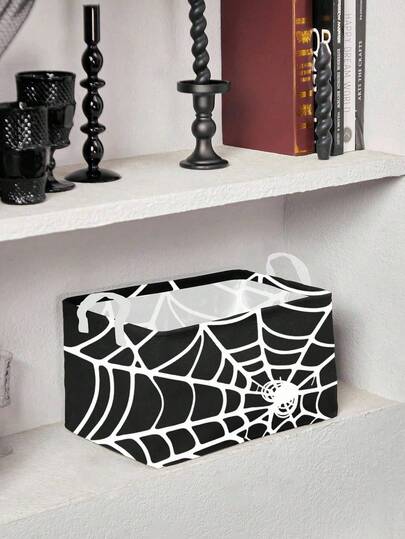 Goth Panier de rangement de style gothique avec imprimé toile d'araignée de 40 cm * 25 cm * 20 cm, convient pour la chambre, le salon, la salle de bain, Halloween
