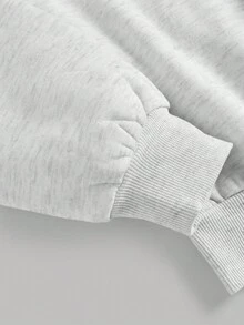 Girlism 2 件套青少年女孩灰色基本款半拉链连帽衫和抽绳运动裤、休闲运动服、家居服 - 淺灰色 - 查看 4