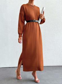 EURMUSE Robe En Tricot Pour Femmes - Tabac - Voir 5