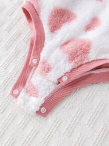 Cozy Pixies 女婴爱心图案加厚抓绒圆领长袖连体衣，女婴冬季新生儿服装，女婴爱心套装，柔软婴儿服，粉色女婴套装 - 彩色 - 查看 8