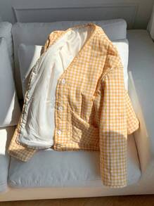 Comfortcana Women's Casual Plaid Long Sleeve Pocket Padded Coat In Fall/Winter - Yellow - View 5