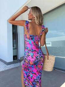 Selianne Women's Colorful Print Split Cap Sleeve Midi Dress - Multicolor - View 6