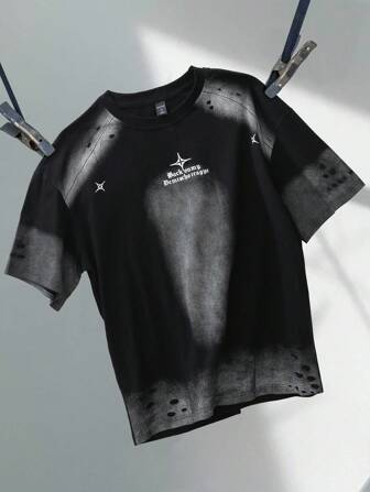 Street Life T-shirt à manches courtes avec imprimé graphique de style de rue américain pour hommes, style années 2000