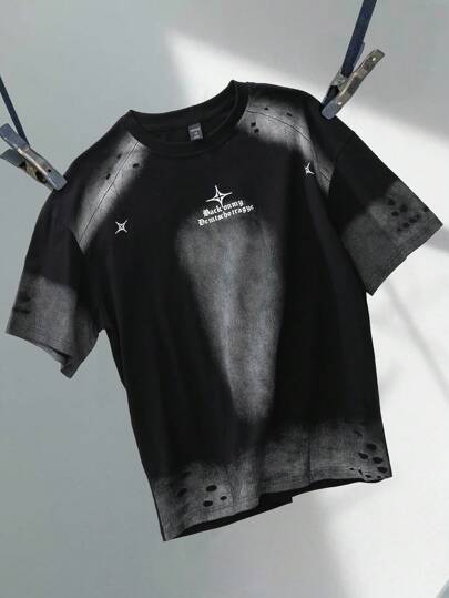 Street Life Camiseta de manga corta con estampado gráfico de estilo callejero americano para hombres, estilo de los años 2000