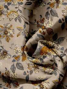 EMERY ROSE Camisa Rosa Folgada com Gola V e Mangas Voadoras de Estilo Casual Diário e de Férias com Estampa Floral, Roupa de Verão Feminina, Roupa de Férias Feminina, Roupa de Verão Feminina, Roupa Feminina para Sair - Caqui - Visão 5