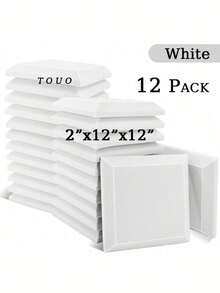 TOUO 6-24 片大号方形斜边吸音泡沫板 12 英寸 x 12 英寸 x 2 英寸/12 英寸 x 12 英寸 x 1.18 英寸，高密度隔音墙板，8 种颜色，工作室和卧室隔音处理，隔音家居配件