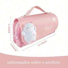 1 件可爱小学生多功能大容量可拆卸甜甜圈形减压铅笔盒返校、铅笔袋、书包 - 粉色 - 查看 10