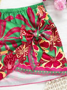 Soleia Váy quấn họa tiết cây cọ nhiệt đới và chim cho nữ, đi nghỉ mát - Nhiều màu - Xem 4