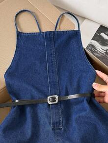 Comfortcana Women's Backless Denim Bib Shorts Denim Romper Women Rompers Denim Jumpsuit Casual Romper One Piece Romper