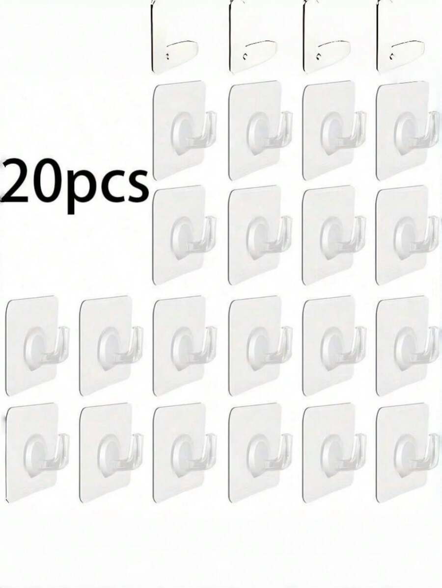 10/20 件透明亚克力粘钩，强力自粘式墙壁挂钩，用于悬挂衣服、毛巾、钥匙、收纳盒、家居装饰、厨房、浴室、卧室、客厅 - 无损坏透明挂钩，多用途粘钩，适合日常使用