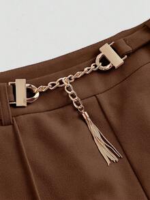 EURMUSE Women's Casual Loose Solid Color Suit Pants, Suitable For Everyday Wear - Coffee Brown - View 4