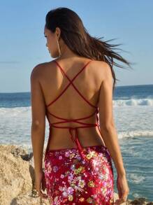 Opulessa Buntes Blumenmuster für Damen, modische Bluse mit Kreuzbindung, elegantes Oberteil für Damen, schickes Kleid, Ausgehen, Hochzeitskleidung, Business-Casual-Stil für Damen, Konzert, Party, Club-Outfits, Herbstkleidung für Damen,