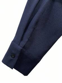 Franclia 海军蓝色长袖中长连衣裙，时尚法式束腰，适合秋季女性 - 藏蓝色 - 查看 5