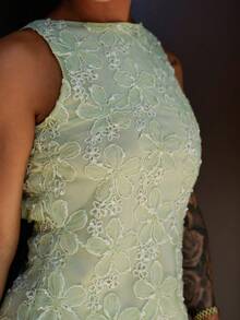 SAYEHFBABY Vestido curto feminino sexy com babados, costas nuas, chiffon bordado, bodycon, vestido de férias, primavera/verão