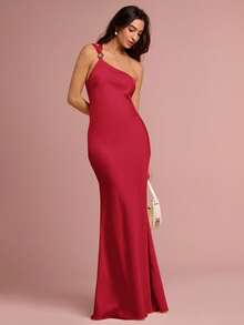 Enchnt Women's Elegant Solid Color Backless Dress - Red - View 7