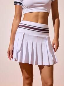Gameset SHEIN Sport Women's Casual Sports Pleated Skirt/Skort, Suitable For Tennis, Fitness - White - View 4