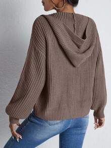 Cardigan a maglia con chiusura lampo, tinta unita, minimalista, adatto per uso quotidiano, da donna