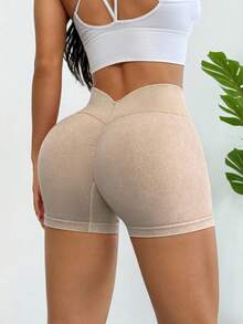 Easithlete Quần short tập yoga cạp chun gợi cảm cho nữ, co giãn và thoải mái khi tập thể dục - Màu Khaki - Xem 4