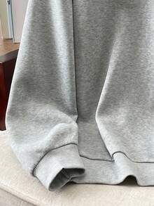 Teen Boy Smiling Face Print Casual Loose Fit Long Sleeve Stand Collar Sweatshirt Cute Sweatshirt Oversized Gray Sweatshirt Fall Autumn And Winter - Grey - View 5