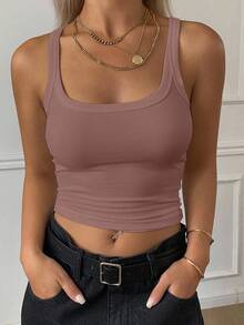 Livesso 女款純色商務休閒背心，夏季新品掛脖上衣 - 粉色 - 查看 5