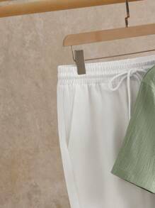 HIMLAND 2pcs/Set Men's Casual Shirt & Pants Set, 2 Piece Matching Vacation Set, Cozy Outfits