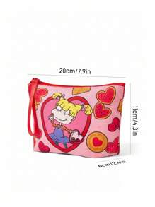 Nick 90s | SHEIN 1pc Polyester Cartoon Character Printed Lightweight Cosmetic Bag, Suitable For Storing Cosmetics, Stationery, Daily Necessities, Digital Products, Great For Commuting, School, Travel, Suitable For Men, Women, Students - Multicolor - View 7