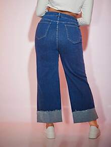 EURMUSE Plus Size Plain Simple Casual Jeans - Baby Blue - View 2