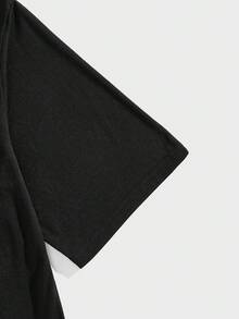 Manfinity Homme 2件套休闲圆领短袖上衣和抽绳裤 - 黑色 - 查看 3