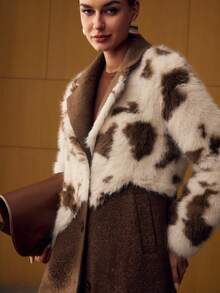 MOTF PREMIUM COLORBLOCK BUTTON UP FAUX FUR COAT - Multicolor - View 3