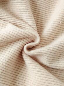 4pcs Young Girl Elegant Ribbed Knit Long Sleeve Top And Pants Casual Comfortable Underwear Set