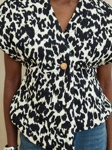 Aveloria Modichic 随机豹纹绗缝V领休闲棉背心夹克