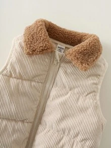 SHEIN 男婴可爱卡通图案三件套运动服，包括卫衣、运动裤和保暖背心外套，男女宝宝冬季服装，男婴冬季套装，男婴休闲套装，男婴灯芯绒套装，男婴小熊图案秋季套装