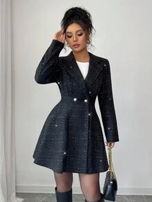 Elenzga 女士优雅A字收腰通勤夹克，风衣，适合日常穿着