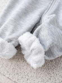 SHEIN Newborn Baby Unisex Plush Bear Hooded Jumpsuit, Casual Color Block Design, Autumn/Winter Baby Clothes, Baby Halloween Costume Newborn Baby Boy Winter Clothes Hooded Baby Jumpsuit Baby Boy Winter Jumpsuit Zip Up Baby Jumpsuit Fall - Multicolor - View 6