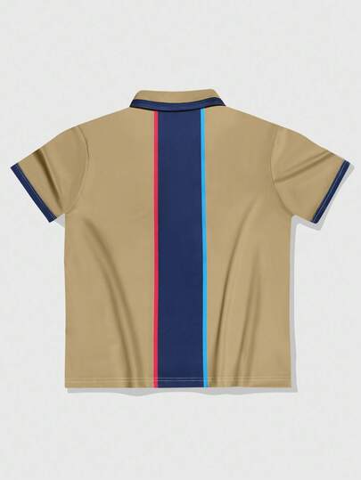 Prep Men's Contrast Color Print Short Sleeve Polo Shirt
