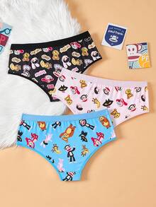 Paul Frank X SHEIN 加大码柔软舒适可爱卡通猴子印花内裤 - 彩色 - 查看 2
