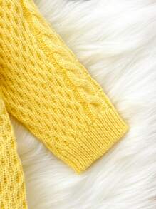 SHEIN 新生儿时尚可爱百搭针织毛衣连体衣爬行服户外穿着 - 黃色 - 查看 6