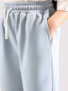 SUMWON Manhattan NYC Varsity Logo Oversized Tween T-Shirt Co-Ord Set Wide Leg Pants Wear Matching Two Piece Comfort Wear - Blue - View 8