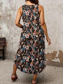 EMERY ROSE Plus Size Sleeveless Round Neck Simple Fashionable Dress, Suitable For Summer - Multicolor - View 2