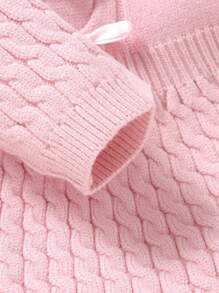 SHEIN 2pcs Baby Girls'  Casual Cute Sweater Dress And Knit Leggings Set, Featuring Twisted Cord, Lace Trim, Bow Details, Soft Knit, Suitable For Daily, Outdoor, Travel, Holiday, Home, Daycare And Playtime Occasions - Pink - View 7