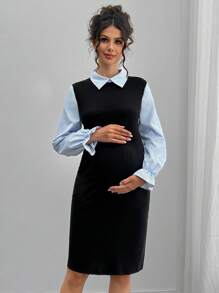 Momance Casual Long Sleeve Fitted Maternity Dress, Suitable For Everyday Wear