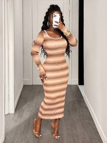 BamGleam Tie-Dye Chiffon Off-Shoulder Dress, Suitable For Commuting And Outdoor Romantic Occasions Fall Winter Cloth For Women