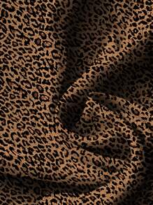 EMERY ROSE 大码女装日常休闲度假粉色V领小飞袖度假风豹纹宽松衬衫，女士夏装，女士度假服装，女士夏装，女士外出上衣，可爱夏季上衣，女士夏装 - 棕色 - 查看 4