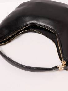 MUSERA Túi đeo vai bằng da giả màu đen có quai xách bằng kim loại - màu đen - Xem 4