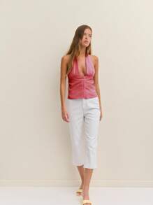 Nöista 女士露背吊带上衣，格子图案，度假夏季风格 - 西瓜粉 - 查看 6